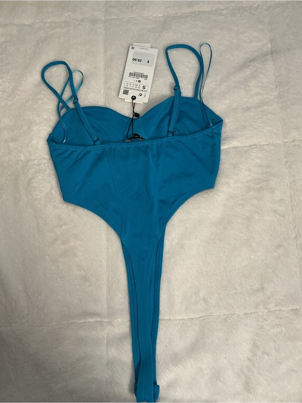 Turquoise Blue Thong One-Piece Bodysuit - Picture 4 of 5